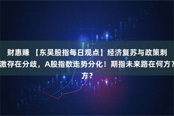 财惠赚 【东吴股指每日观点】经济复苏与政策刺激存在分歧，A股指数走势分化！期指未来路在何方？