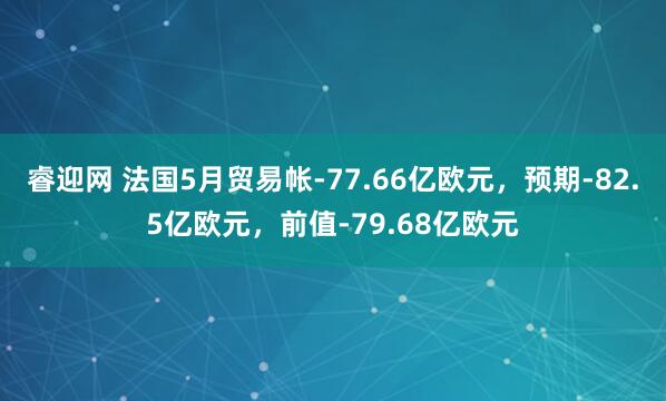 睿迎网 法国5月贸易帐-77.66亿欧元，预期-82.5亿欧元，前值-79.68亿欧元