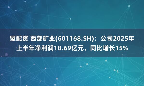 盟配资 西部矿业(601168.SH)：公司2025年上半年净利润18.69亿元，同比增长15%